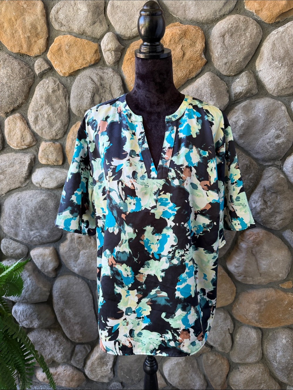 Nine West Elbow Sleeve Popover Top Size 1X